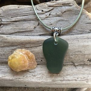 Green sea glass necklace